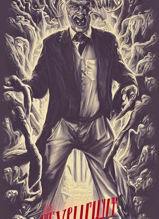 Image similar to evil beings are puppetmasters, pull the strings into the mind of tom cruise, they reach into his mind, twin peaks poster art, from scene from twin peaks, by michael whelan, artgerm, retro, nostalgic, old fashioned