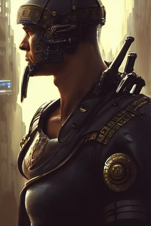 Prompt: A film still roman soldier as a cyberpunk 2077 loading screen, highly detailed, digital painting, artstation, concept art, sharp focus, illustration, cinematic lighting, art by artgerm and greg rutkowski and alphonse mucha diffuse lighting, fantasy, intricate, elegant, highly detailed, lifelike, photorealistic, digital painting, artstation, illustration, concept art, smooth, sharp focus, art by John Collier and Albert Aublet and Krenz Cushart and Artem Demura and Alphonse Mucha