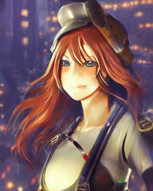 Image similar to full body portrait of anime girl in mechanic armor in night tokyo by makoto sinkai, perfect face, fine details