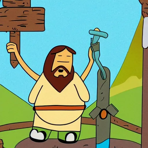 Image similar to jesus as an adventure time character