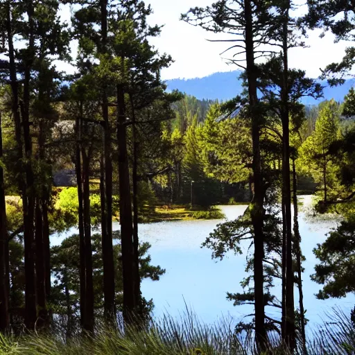 Image similar to photo of the lake in pine forest