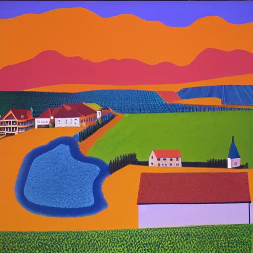 Prompt: hockney dreams burg güssing südburgenland