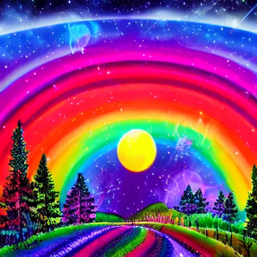 Image similar to rainbow cosmic forest