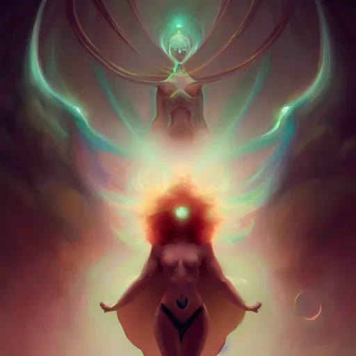 Image similar to nubile emanation by pete mohrbacher and greg rutkowski, digital art, unreal engine 5, wlop, trending on artstation, deviantart, pinterest, symmetrical portrait, rule of thirds, 4 k uhd image