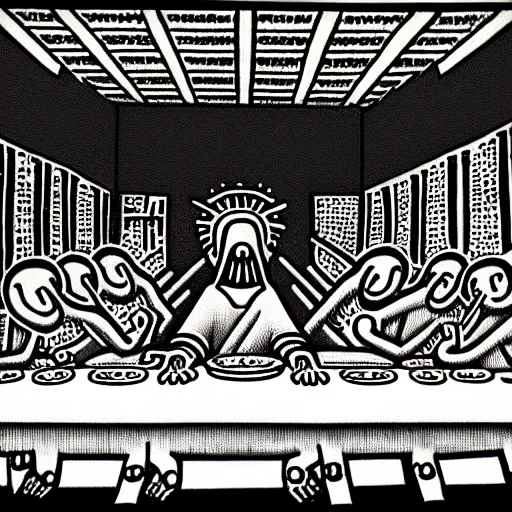 Image similar to The last supper, by Keith Haring