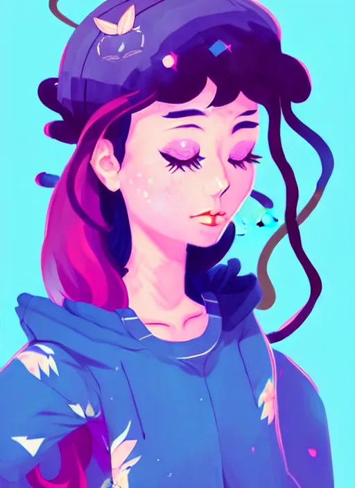Image similar to female character inspired by 9 0's fashion and by madeline from celeste, art by rossdraws