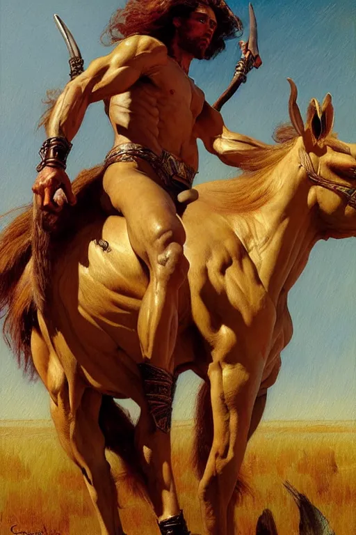 Prompt: centaur, highly detailed painting by gaston bussiere, craig mullins, j. c. leyendecker 8 k