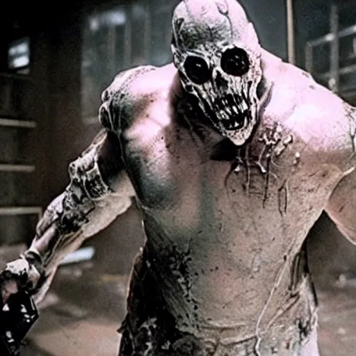 Image similar to Nemesis from biohazard, movie still, scary, gross