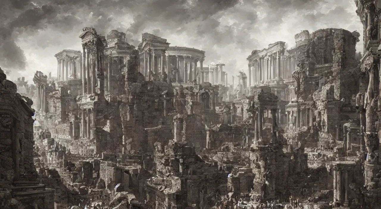 Prompt: 2 0 giant women body buildings creating a rare city at the kingdom of julius caesar, roman historic works, hyper - detailed, artstation trending, world renowned artists, historic artworks society, antique renewel, good contrast,, cgsociety, by greg rutkowski, by gustave dore, deviantart, 3 5 mm lens,