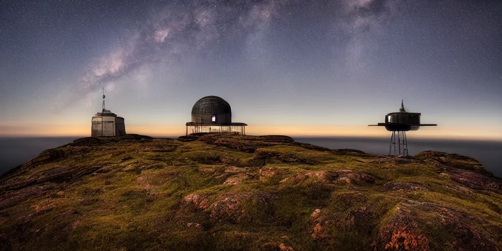 Image similar to stunning photo of landscape with an observatory on a mountain by mikko lagerstedt