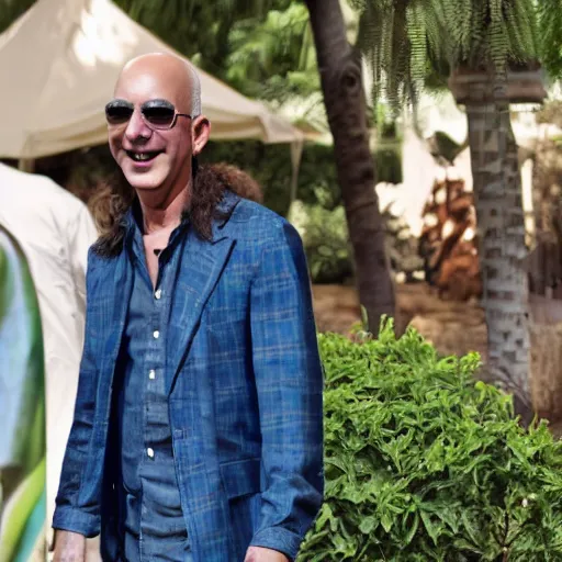 Image similar to hippie jeff bezos clothes