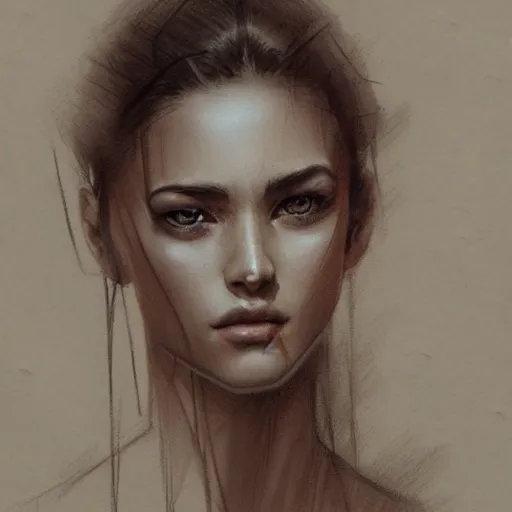 Image similar to sketch of a beautiful young woman, pencil art, ink and pencil, hyperrealistic, hyperdetailled, digital art, greg rutkowski, artstation, 8 k, beautiful drawing, paper texture, spray paint, watercolors