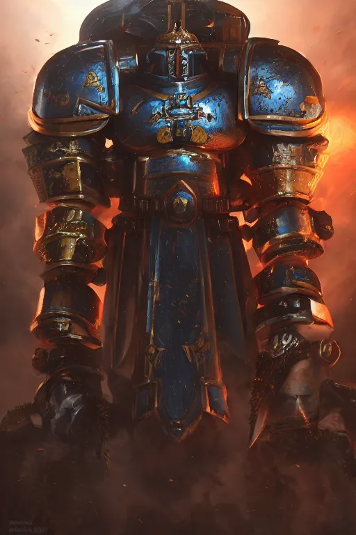 Image similar to armor portrait heros warhammer 4 0 k horus heresy fanart - the primarchs emperor by johannes helgeson animated with vfx concept artist & illustrator global illumination ray tracing hdr fanart arstation zbrush central hardmesh 8 k octane renderer comics stylized