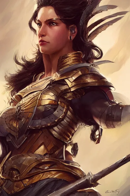 Image similar to amazon valkyrie athena, d & d, fantasy, portrait, highly detailed, headshot, digital painting, trending on artstation, concept art, sharp focus, illustration, art by artgerm and greg rutkowski and magali villeneuve