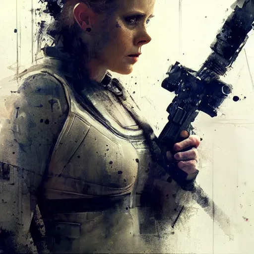 Prompt: Amy Adams as The Punisher. Painting by Jeremy Mann. Trending on Artstation. 4K