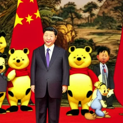 Prompt: President Xi Jinping drawn like Winnie the Pooh by Walt Kelly