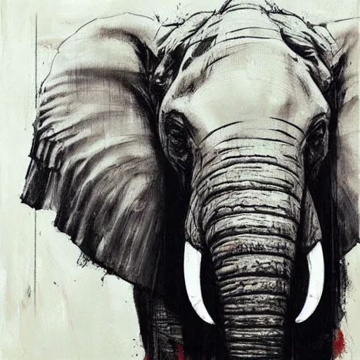 Image similar to portrait of an impressive big elephant, artwork by guy denning and charlie bowater,