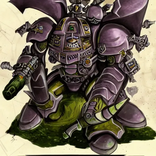 Image similar to nurgle chaos space marine, anime art style, illustration