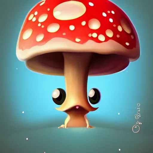 Image similar to stylised mushroom, adorable mushroom with facial features, style of Disney cute chibi mushroom pose, micro lens, fluffy, epic sweet, pose, enlightment, illumination, epic digital art, HD Quality, Artstation, UHD 4K image