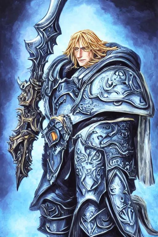 Prompt: Arthas in the style of Ayami Kojima,