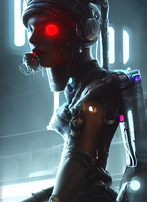 Image similar to highly detailed cyberpunk character wearing stylish cyberpunk clothes, unreal engine, fantasy art, global illumination, radiant light