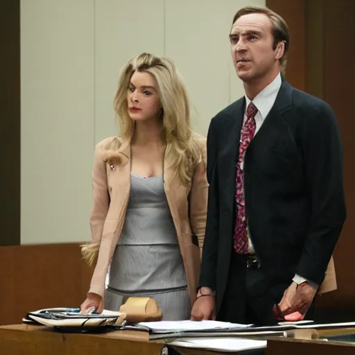 Image similar to Saul Goodman in a courtroom with Amber Heard