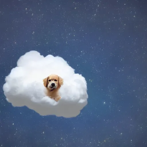 Image similar to a cloud made of dog floating in space