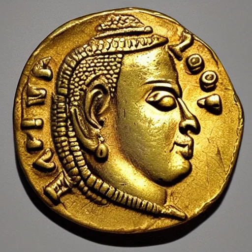 Prompt: 4th century gold solidus coin of Moctezuma I, today's featured photograph 4k