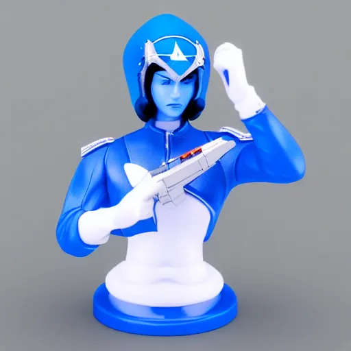 Image similar to blue diamond headed fighter pilot, cartoon nft profile pic, ultra realistic plastic figure, soft shadows, natural lighting