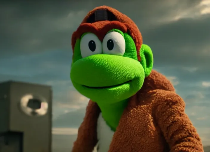 Image similar to film still of yoshi in the new sci - fi movie, 8 k