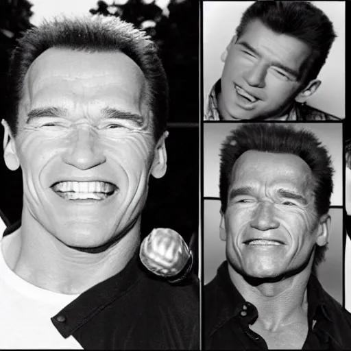 Prompt: schwarzenegger singing in a boy band