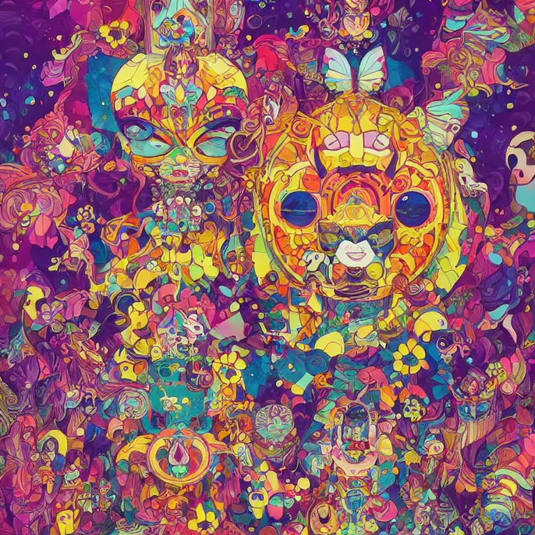 Image similar to DMT City by jeremiah ketner, Jonathan Zawada, Sandra Chevrier, and Takashi Murakami digital art