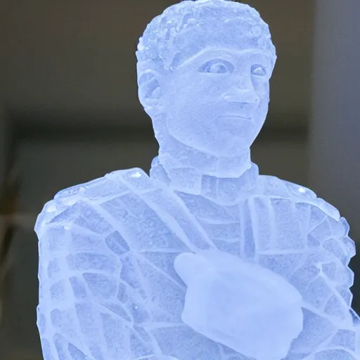 Image similar to an ice sculpture of Mark Zuckerberg