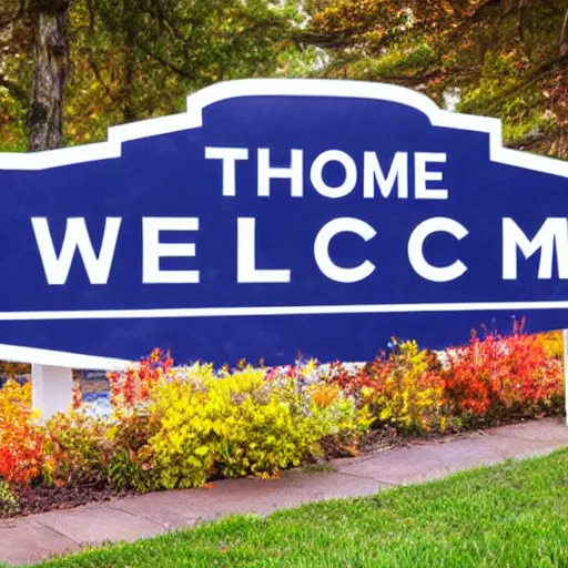 Prompt: the name of a city on a welcome sign