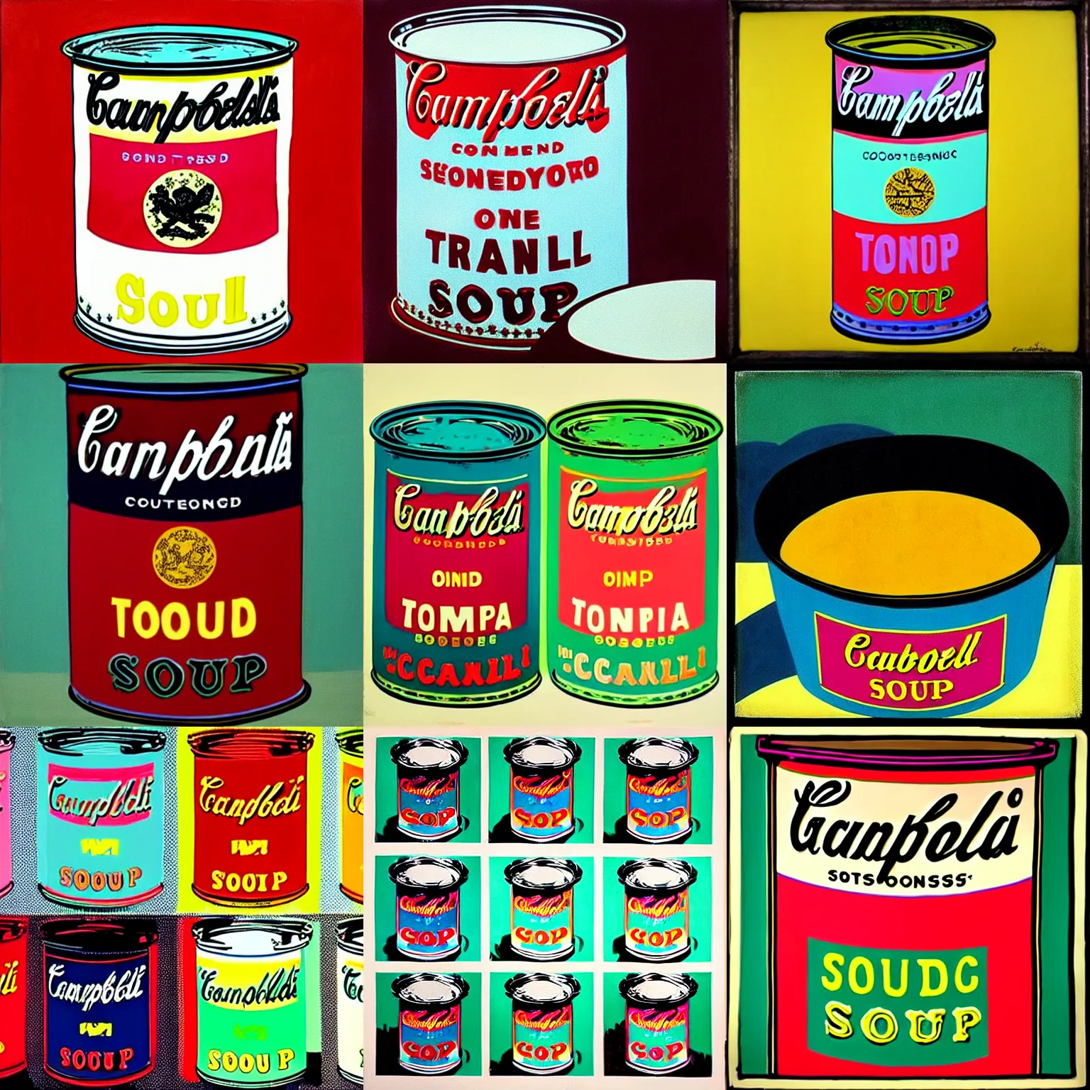 Prompt: “tin of soup, realistic, cinematic, Andy Warhol”