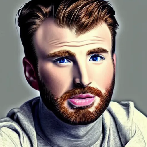 Prompt: chris evans combined with a cat