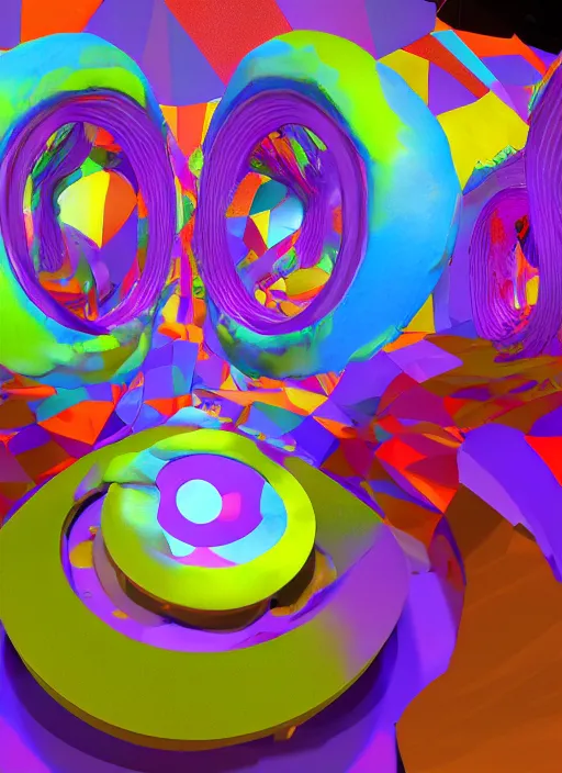 Prompt: : hyperbolic abstract colorful art installation zbrush vr dalle2