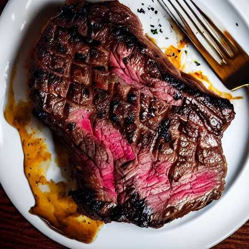 high resolution photo of rib eye steak, michelin star, | Stable ...