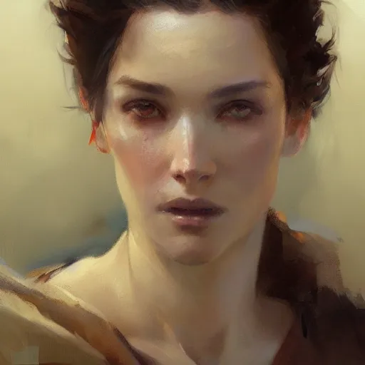 Prompt: a woman with an attractive face, portrait by Greg Rutkowski, craig mullins and Gaston Bussiere