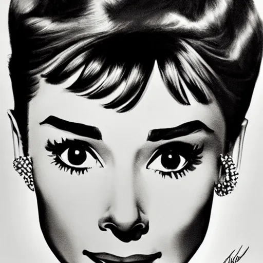 Image similar to audrey hepburn art by salai