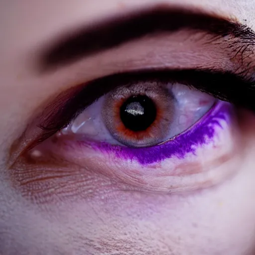 Prompt: photo of a person with violet eyes