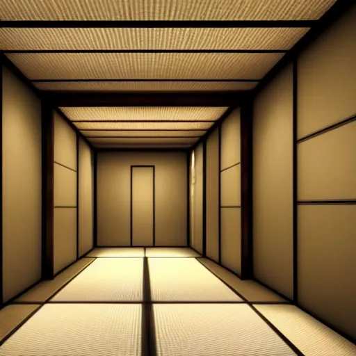 Image similar to still photo of a japanese hallway, highly detailed, photorealistic portrait, bright studio setting, studio lighting, crisp quality and light reflections, unreal engine 5 quality render