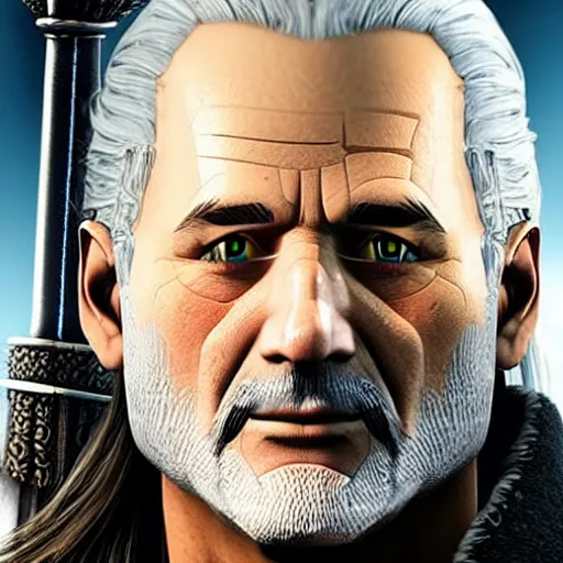 Image similar to bill murray plays geralt in the witcher 3, screenshot, promotional shot