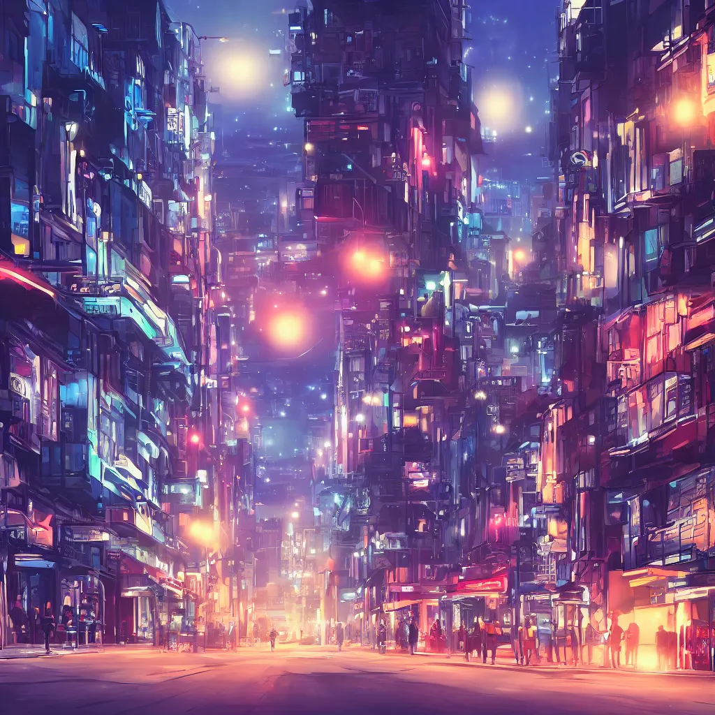 futurisitc western street background at night, anime, | Stable Diffusion |  OpenArt