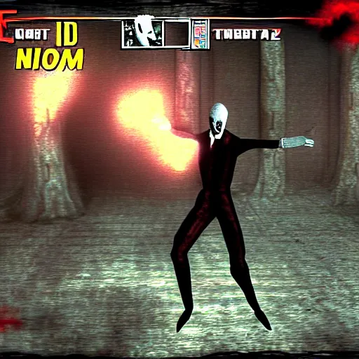 Prompt: screenshot from slender man in mortal kombat 2