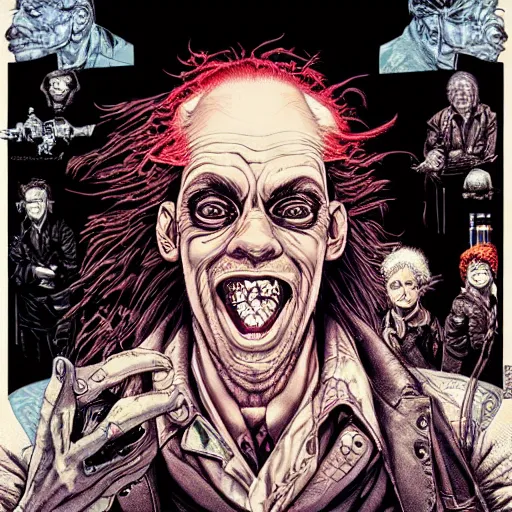 Image similar to portrait of crazy doc brown, symmetrical, by yoichi hatakenaka, masamune shirow, josan gonzales and dan mumford, ayami kojima, takato yamamoto, barclay shaw, karol bak, yukito kishiro