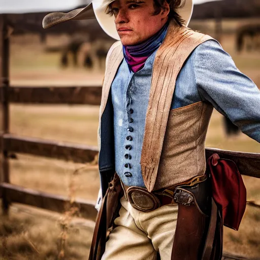 Prompt: Robespierre dressing as cowboy, in Texas, 50mm photography, high quality, 4K