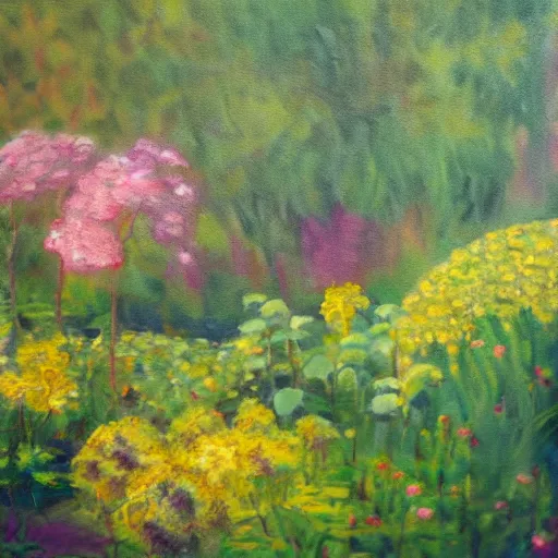 Prompt: A soft painting of a warm garden