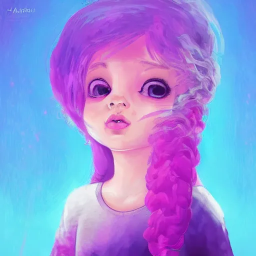 Image similar to the cotton candy kiss of transcendental bliss, little girl in the style of pascal blanche from artstation, digital art