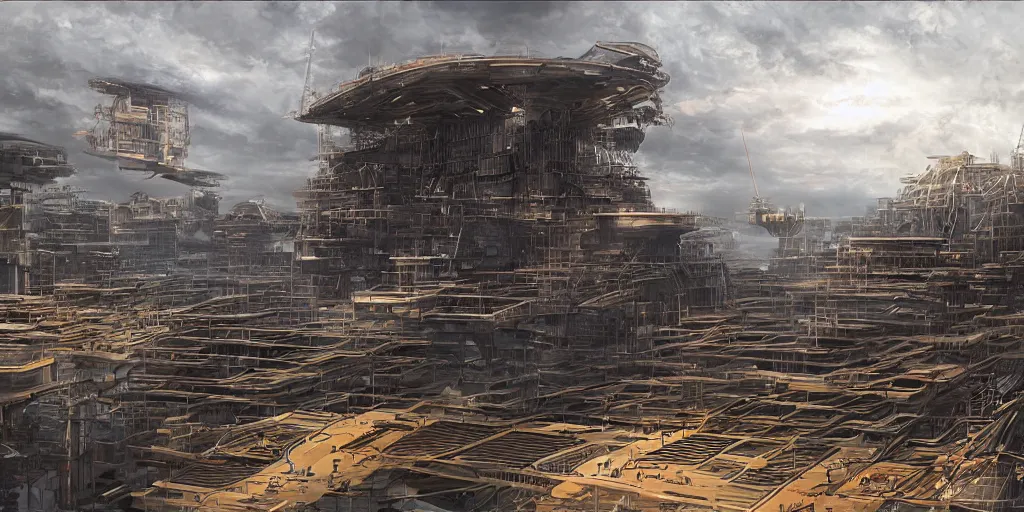 Image similar to scifi construction, great composition by ben arolson